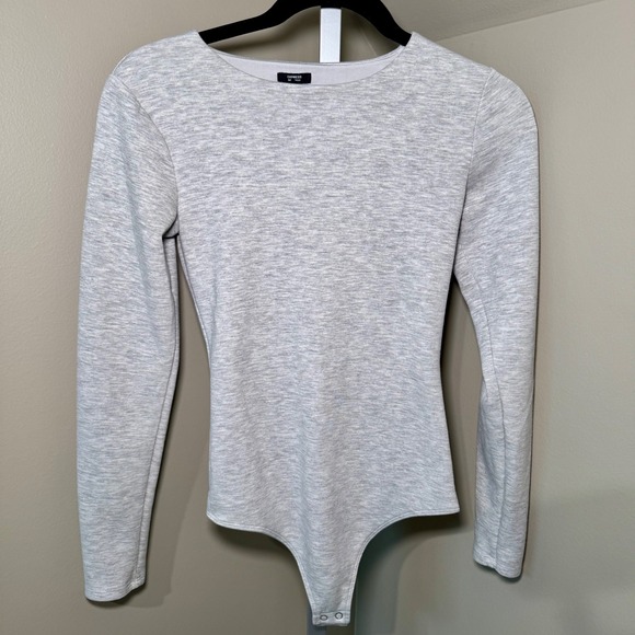 Express Tops - Express Body Contour Long Sleeve Bodysuit Heather Gray‎ XS Fully Lined